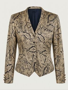 100% Silk Dana Buchman Cream and Black Paisley Blazer